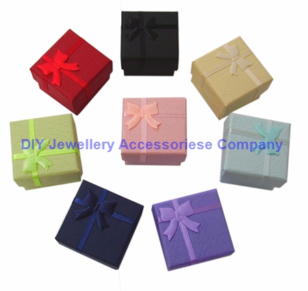 Caja de joyería con cinta de moda, anillo multicolor, pendientes, colgante, 4x4x3cm, embalaje de exhibición, regalo