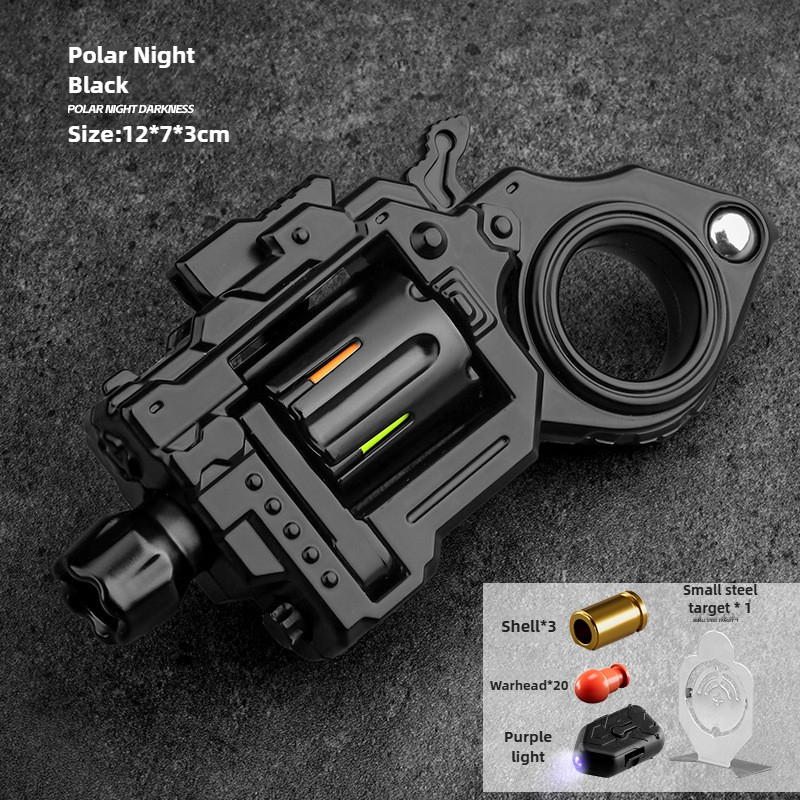 Uma mão rotação tiro liga revólver edc metal brinquedo fidget com 20 balas de plástico alívio do estresse mini anel arma para adultos adolescentes