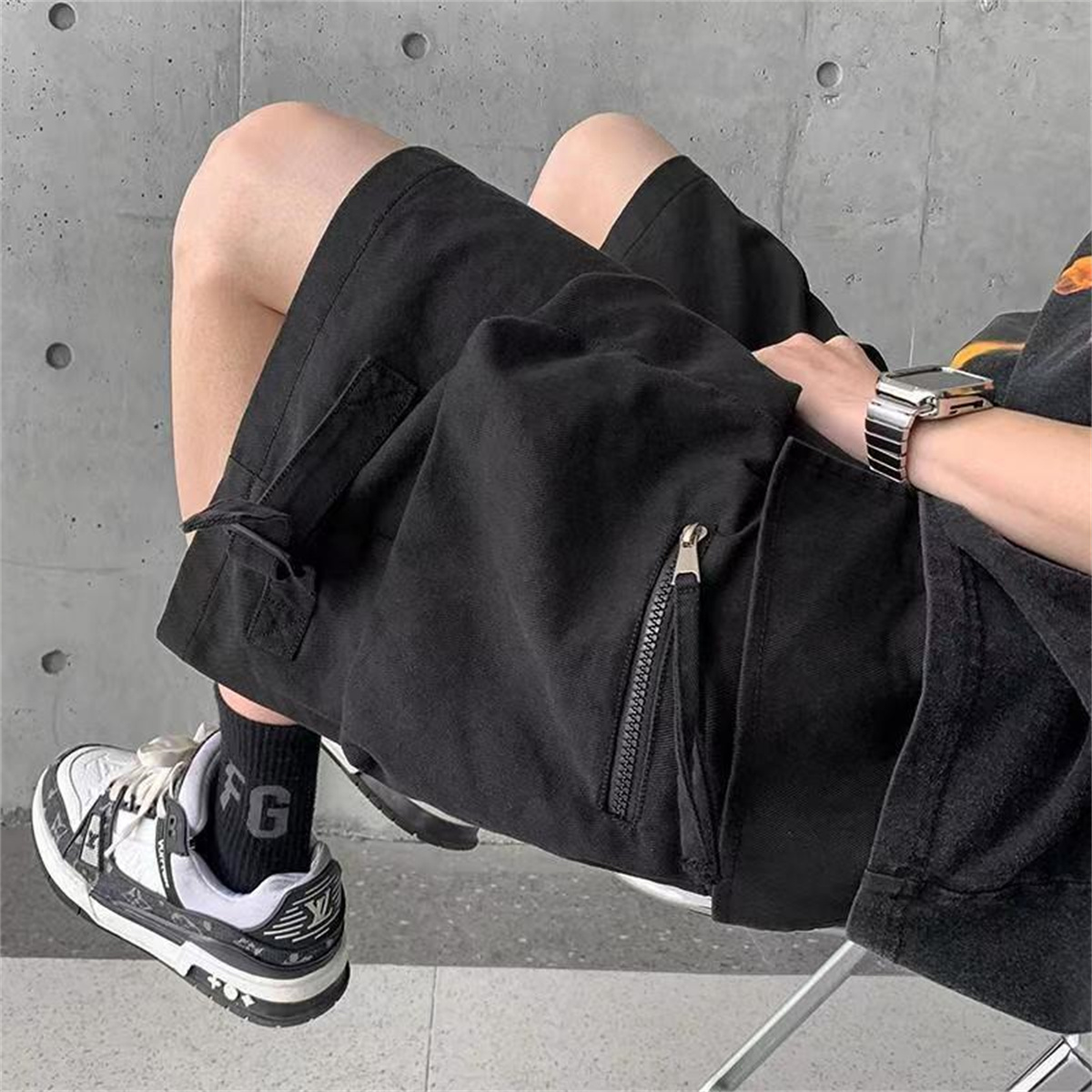 2024 preto legal carga shorts para homens e mulheres casais fino solto dopamina esportes casual coreano hip hop outwear shorts masculino