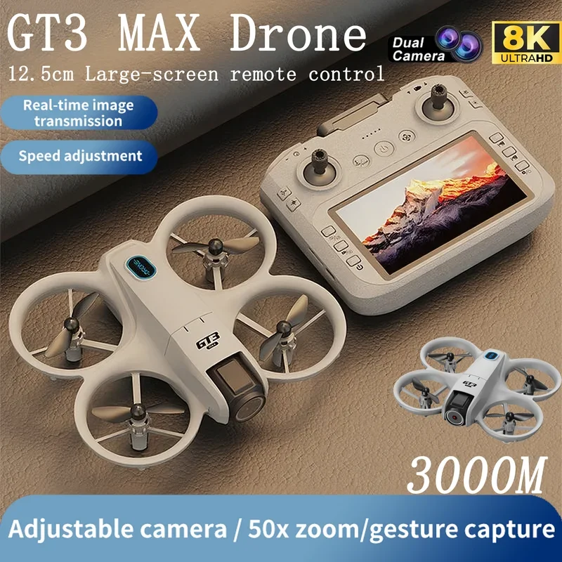 โดรน GT3 MAX Mini 5G 8K GPS ระดับมืออาชีพ ถ่ายภาพทางอากาศแบบ HD พร้อมไฟไดนามิก ควบคุมระยะไกล ระบบ Optical Flow Quadcopter