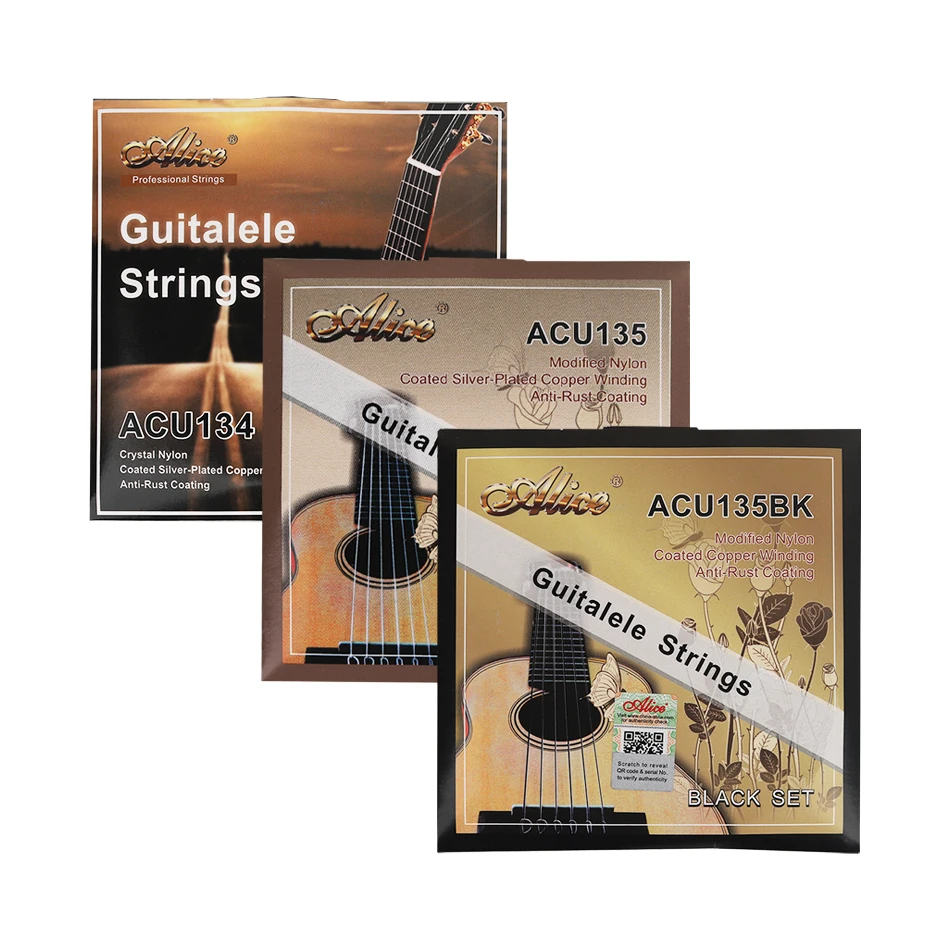 Corde Guitalele Alice ACU134/135/135BK per avvolgimento in rame rivestito in nylon a 6 corde Rivestimento antiruggine