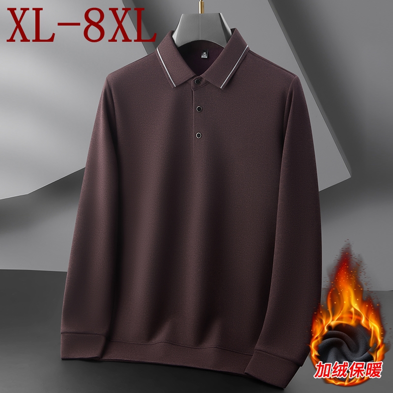 เสื้อโปโลผู้ชายไซส์ 8XL 7XL 6XL คอลเลคชั่นใหม่ ฤดูใบไม้ร่วง-ฤดูหนาว 2025 ผ้ากำมะหยี่อย่างดี ระดับไฮเอนด์ สไตล์ลำลองธุรกิจ เสื้อผู้ชายหนา อุ่นสบาย เสื้อยืดผู้ชาย