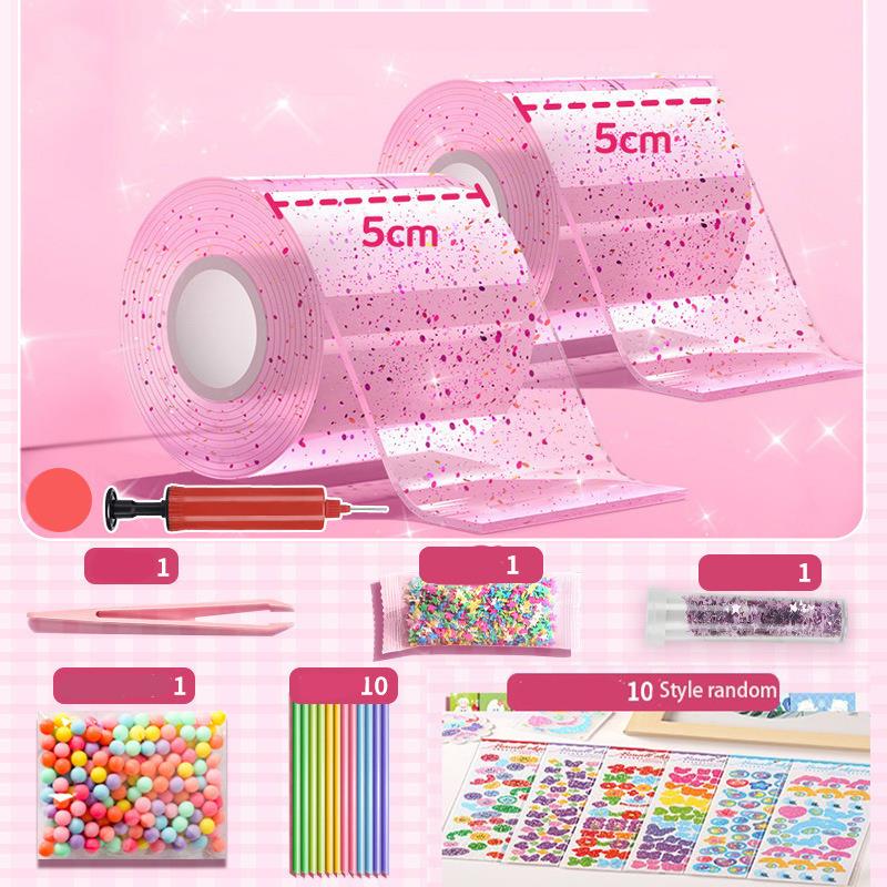 PET Nano Glue Knead Music Double Sided Tape Blow Bubbles Full Set Of Nano Tape Bubble Blowing Decompression Toy Stickers