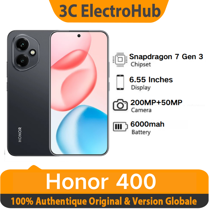 Honor 400-Snapdragon 7 Gen 3, AMOLED 120 Hz, 6000 mAh, 200 MP + 50 MP AI-Superkamera, 6,55 Zoll Smartphone