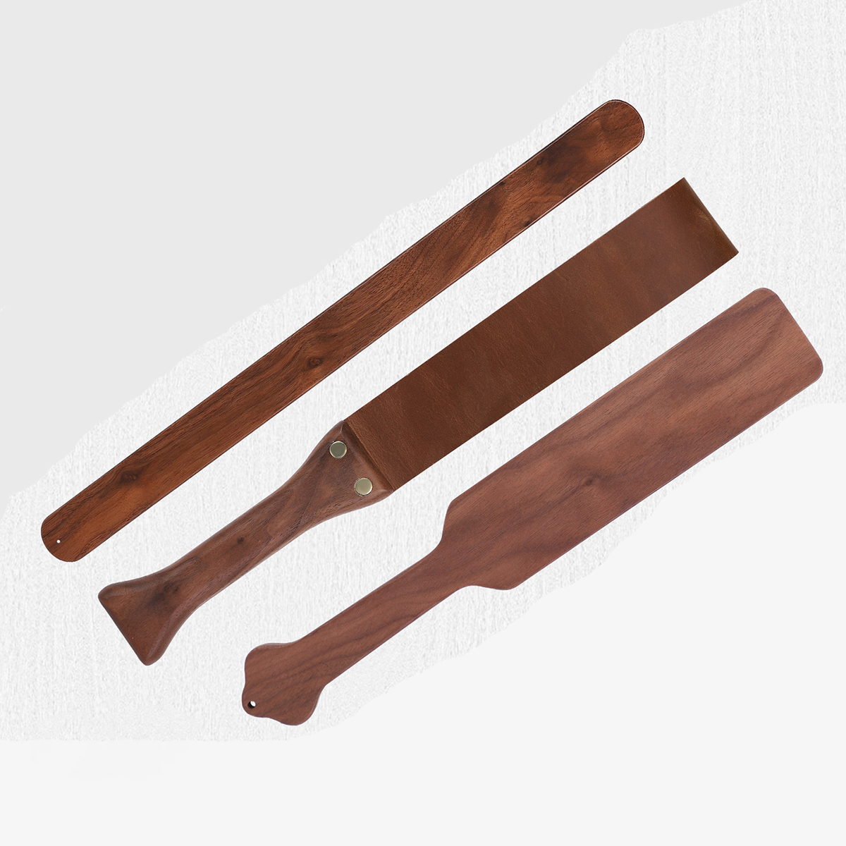 Madera de nogal, cuero PU, paleta, látigo de caballo de madera maciza para cultivo de montar, paleta de falo sumisa