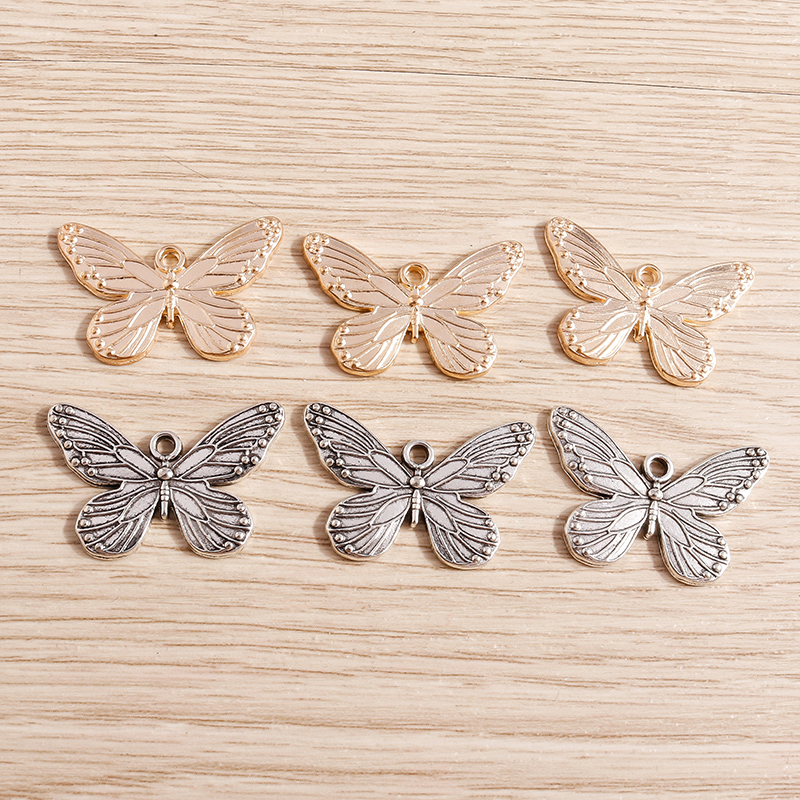 Breloques papillon animal en alliage mignon, bijoux Pmotfor, colliers de la présidence exécutive, boucles d'oreilles, bracelets, fournitures d'artisanat de bricolage, 10 pièces, 30x19mm