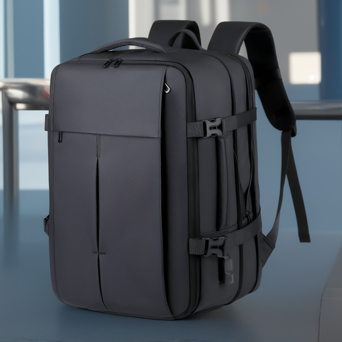 Tas Ransel Komuter Pria Tas Komputer Hitam Pria Tas Ransel Perjalanan Rapat Kerja Bisnis Kapasitas Besar Liburan Perjalanan