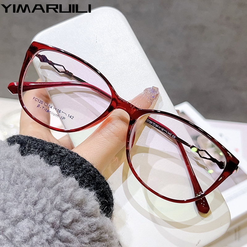 YIMARUILI Ультралегкие модные очки из сплава TR90, очки для близорукости в форме кошачьего глаза, ретро-оправа для оптических очков по рецепту, женские F120X