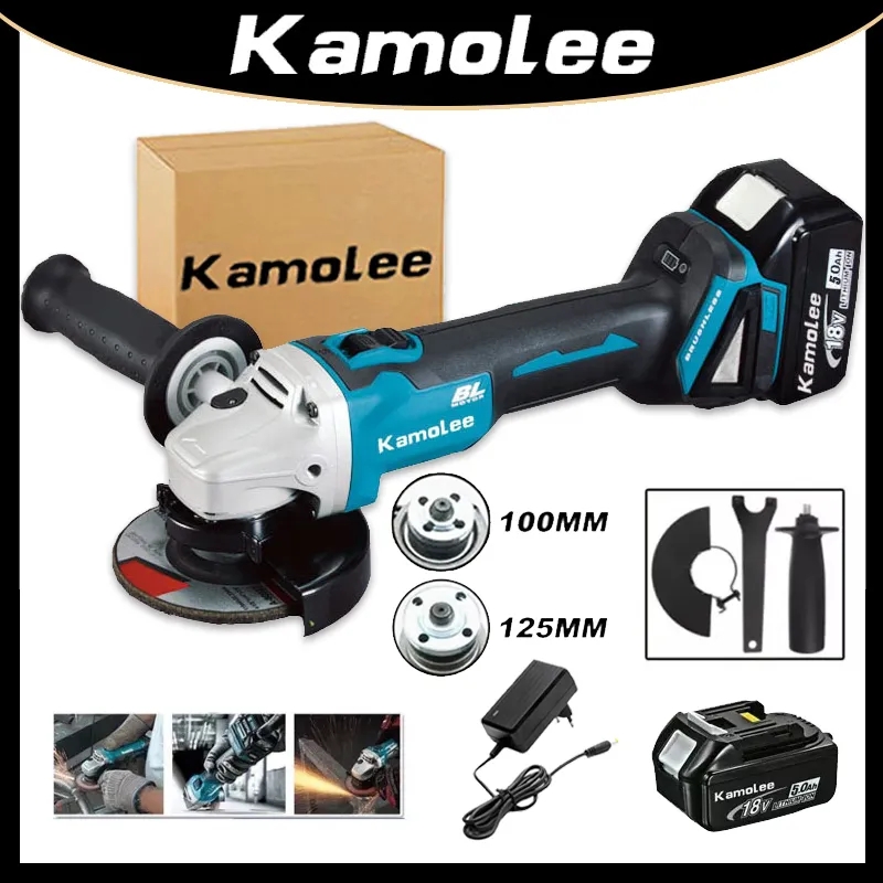 Kamolee M14 125MM/100MM 8500RPM Smerigliatrice angolare a batteria senza spazzole Utensili elettrici da taglio a 4 velocità Applicare a batteria 18V 21V