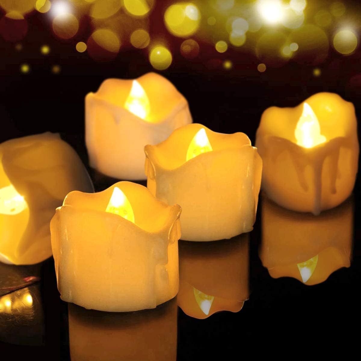Velas LED Paquete de 48/24/12 Velas con pilas Luces Velas para crear un ambiente cálido parpadeante naturalmente brillante