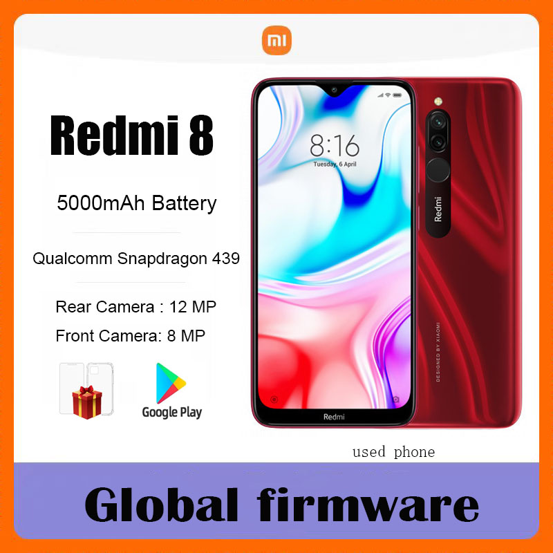 Tarjeta SIM dual Firmware global Xiaomi Redmi 8 Smartphone Pantalla de 6,22 pulgadas Snapdragon 439 Eight Core 4G LTE Teléfono usado