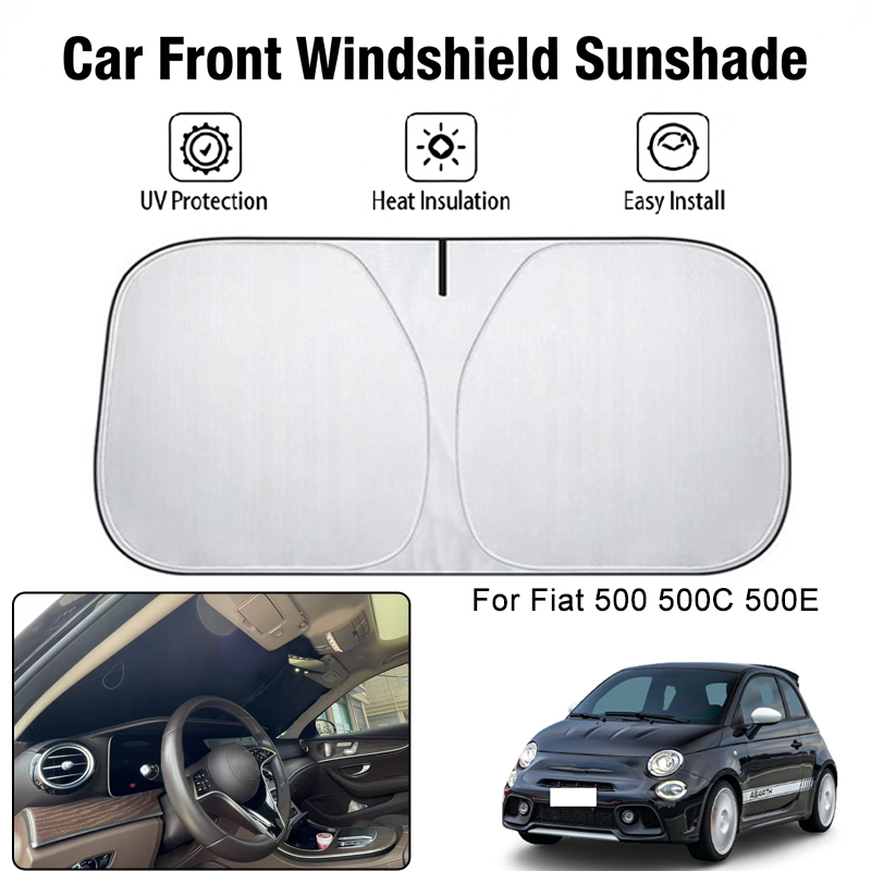Parasol para parabrisas delantero de coche, cubierta para Fiat 500, 500C, 500E, bloqueador UV, aislamiento térmico, accesorios de protección solar para Interior de coche