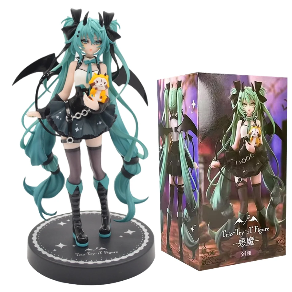 19cm Anime Mała Diablica Hatsune Miku Ręcznie Robiona Mała Mika Szopka Mika Ciemny Anioł Ręcznie Robiony Model PVC Anime Gadżety Ozdobne Prezenty