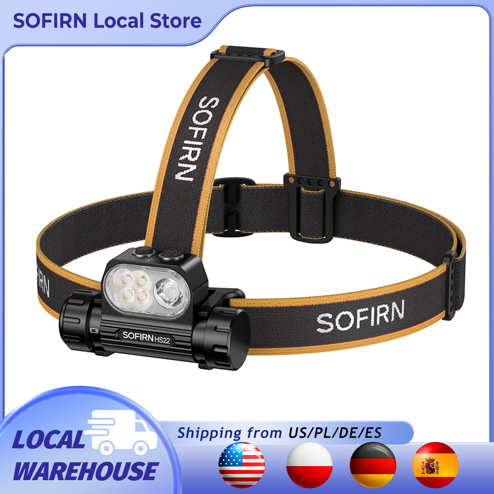 SOFIRN Stirnlampe HS22 2500 lm 18650 4000 mAh Taschenlampe 2700–6000 K stufenlos SFT25R LED Farbtemperatureinstellung Doppelschalter