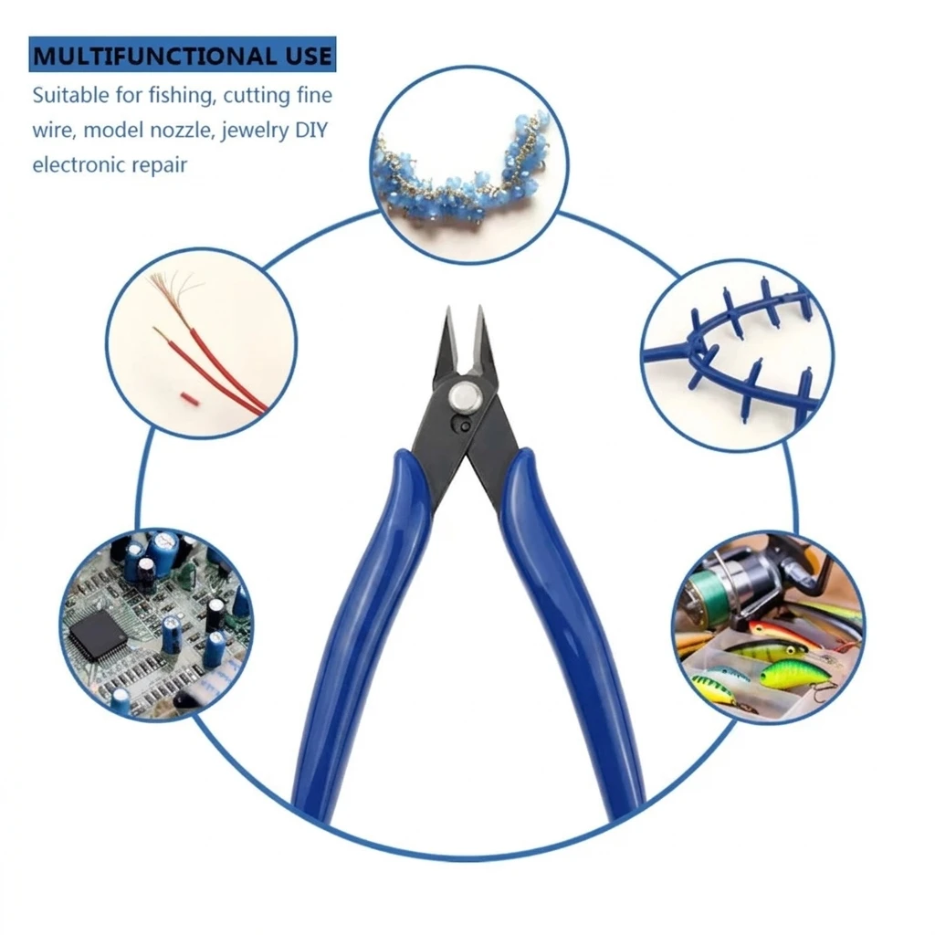 Carbon Steel Diagonal Pliers Wire Cutter, Precision Side Nippers for Electronics Soft Copper Jewelry Repair DIY Hobby Hand Tool