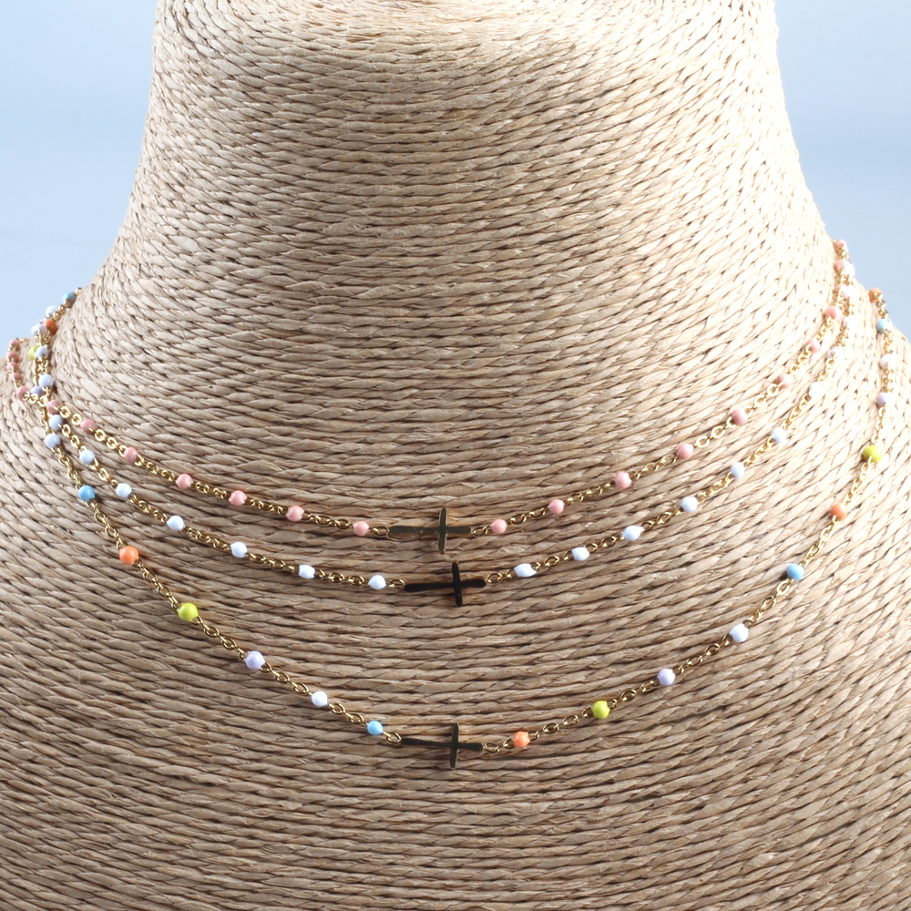 ZMZY nueva moda bohemia lindo collar con colgante de cruz para mujer gargantilla de acero inoxidable collar chapado en oro Bijoux Collares
