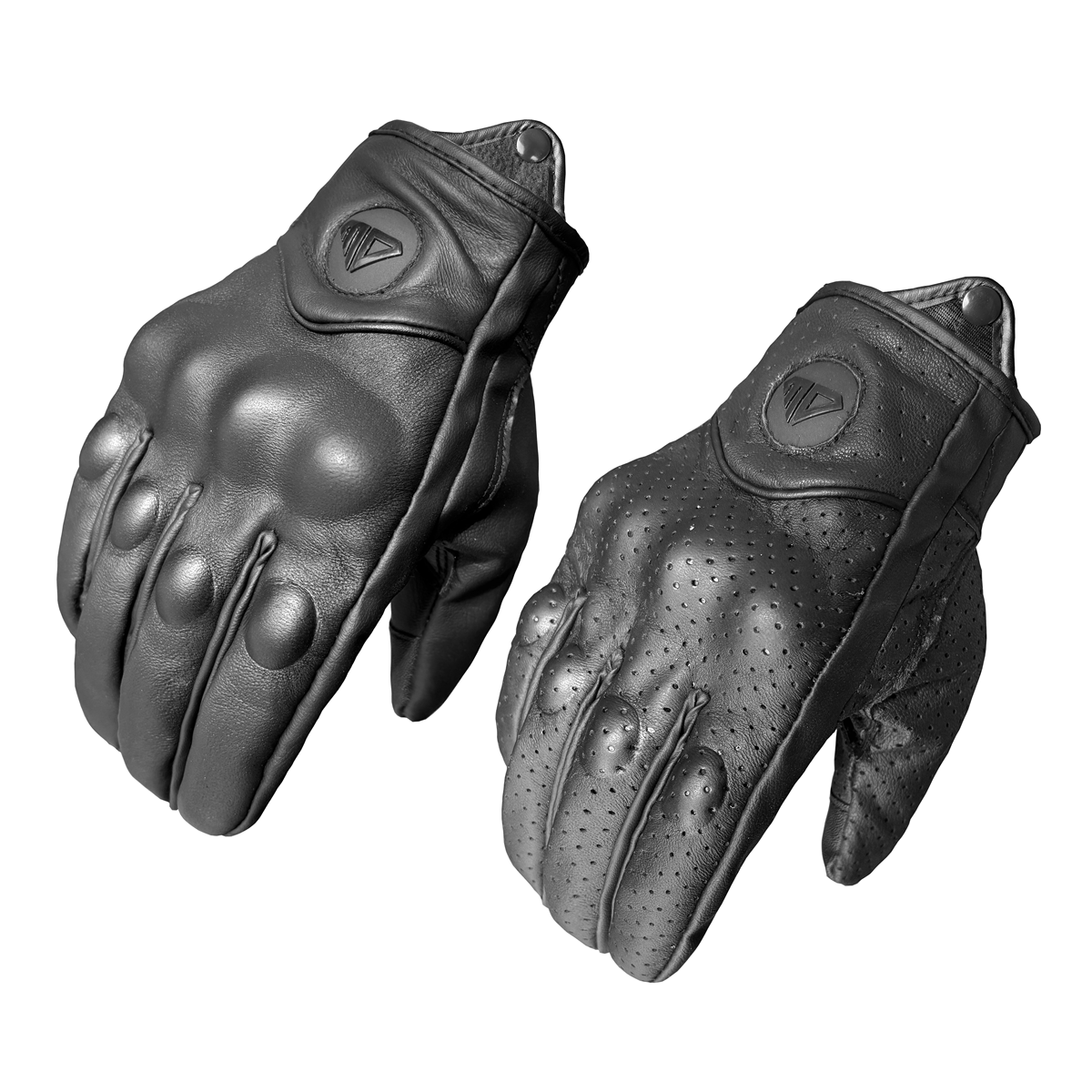 Guantes de Motocicleta Retro Perforados, Transpirables, de Cuero Negro, para Verano e Invierno, para Motociclismo, Carreras, Ciclismo, Motocross, Estilo Caballero