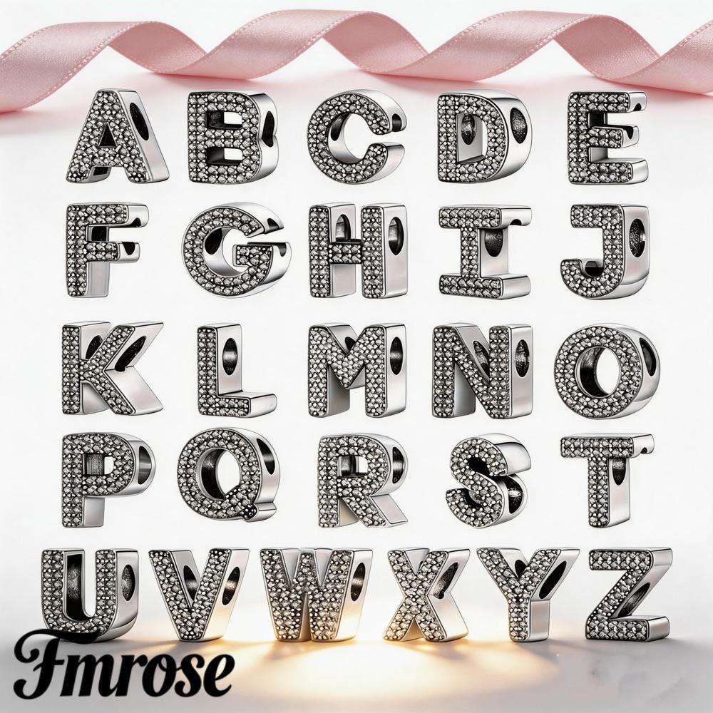 Charms Compatíveis com Pulseira Original Fmrose, Charms de Letras A-Z em Prata S925, 26 Letras para Mulheres e Meninas, Presentes de Joias DIY