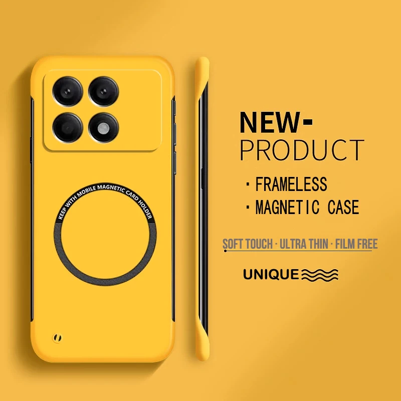 Custodie per telefono ultra sottili in PC rigido con magnete, senza cornice, per Xiaomi Poco F8 F7 Ultra F6 F5 Pro X7 X6 X5 Pro, cover opaca a tinta unita