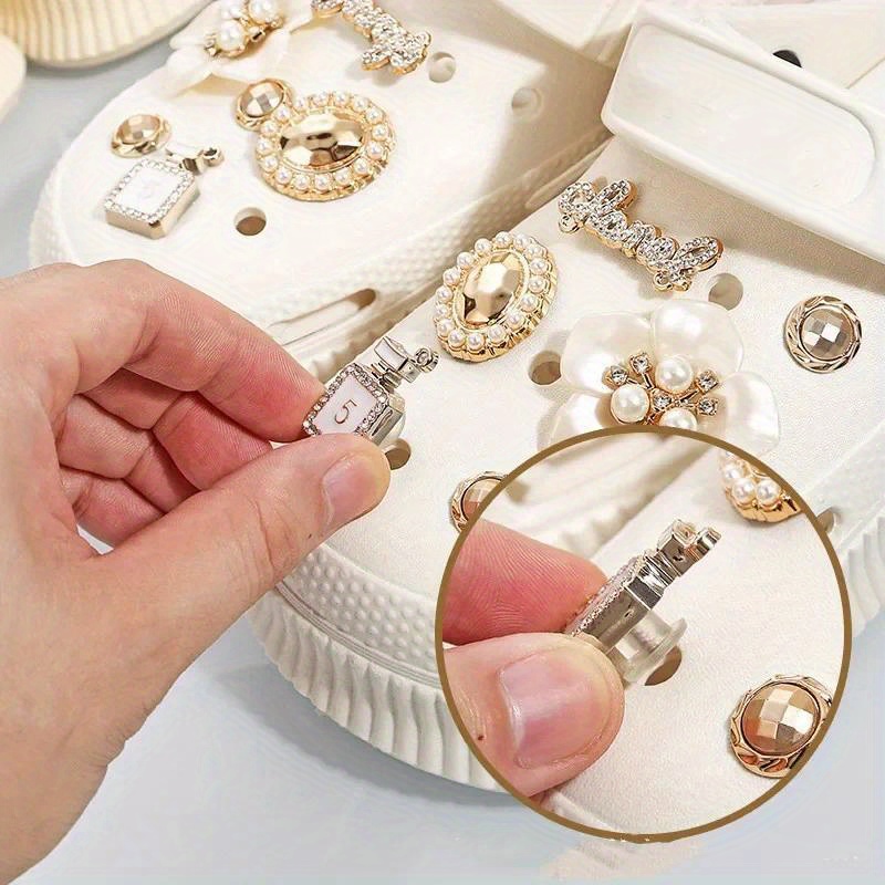 1 zestaw Nowy Modny Zestaw Ozdób do Butów z Otworem, Akcesoria, Klamra do Butów, Śliczny Perłowy Miś, Łańcuszek z Diamentami Wodnymi, DIY Dekoracje do Butów 3D