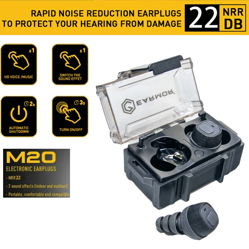 電子耳栓,ノイズキャンセリングヘッドセット,聴覚保護,射撃,nrr22db,EARMOR-M20
