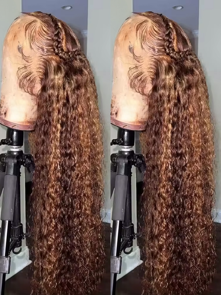 Peluca frontal de encaje HD 13x6 de 40-42 pulgadas con ondas profundas, cabello humano rubio miel rizado, pelucas frontales de encaje 13x4 para mujer, densidad 250