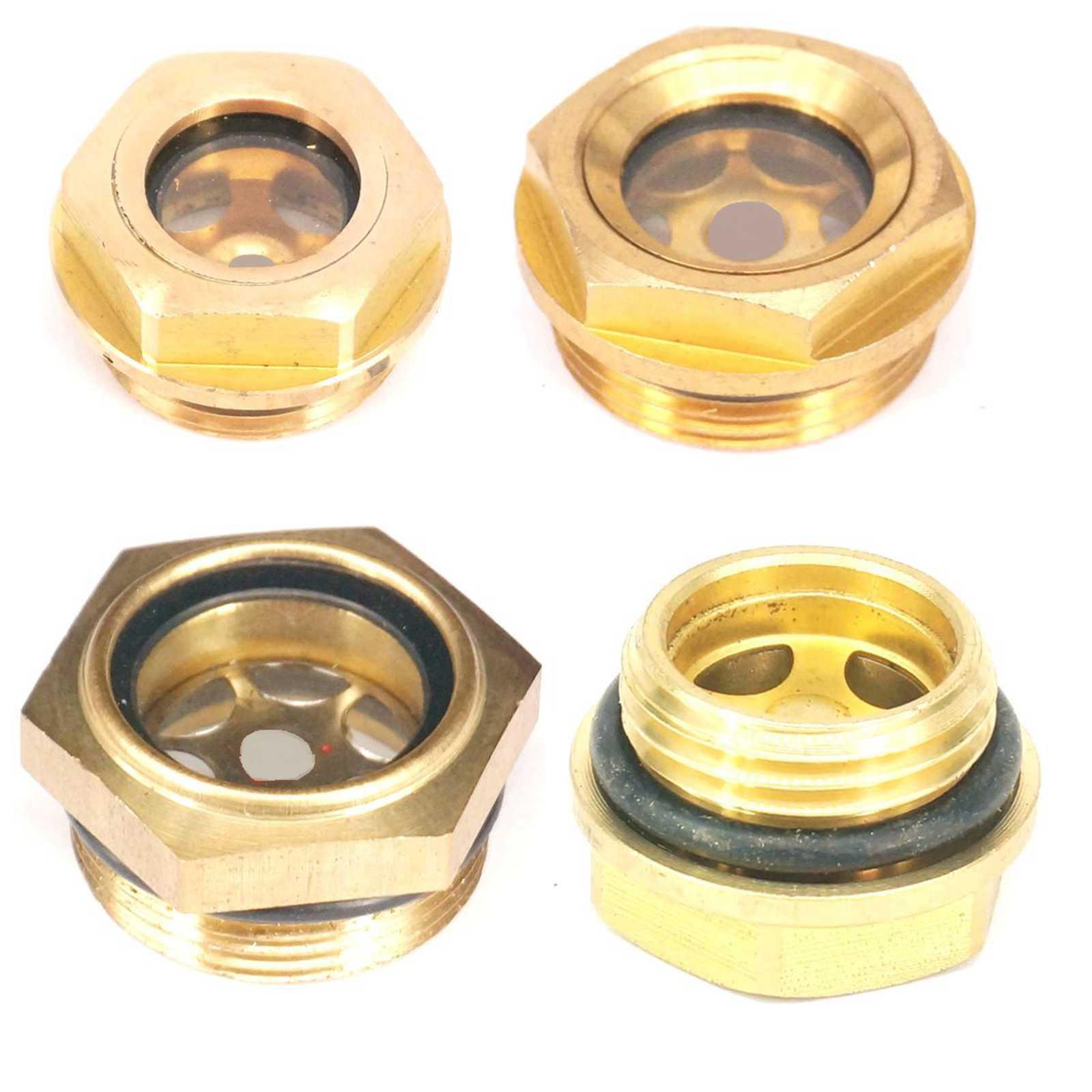 Boîte de vitesses à compresseur hexagonal en laiton, M10/M12/M14/M16/M20/M22/M24/M27/M30 1/4 "3/8" 1/2 "1" BSP mâle, niveau d'huile en laiton, fenêtre en verre