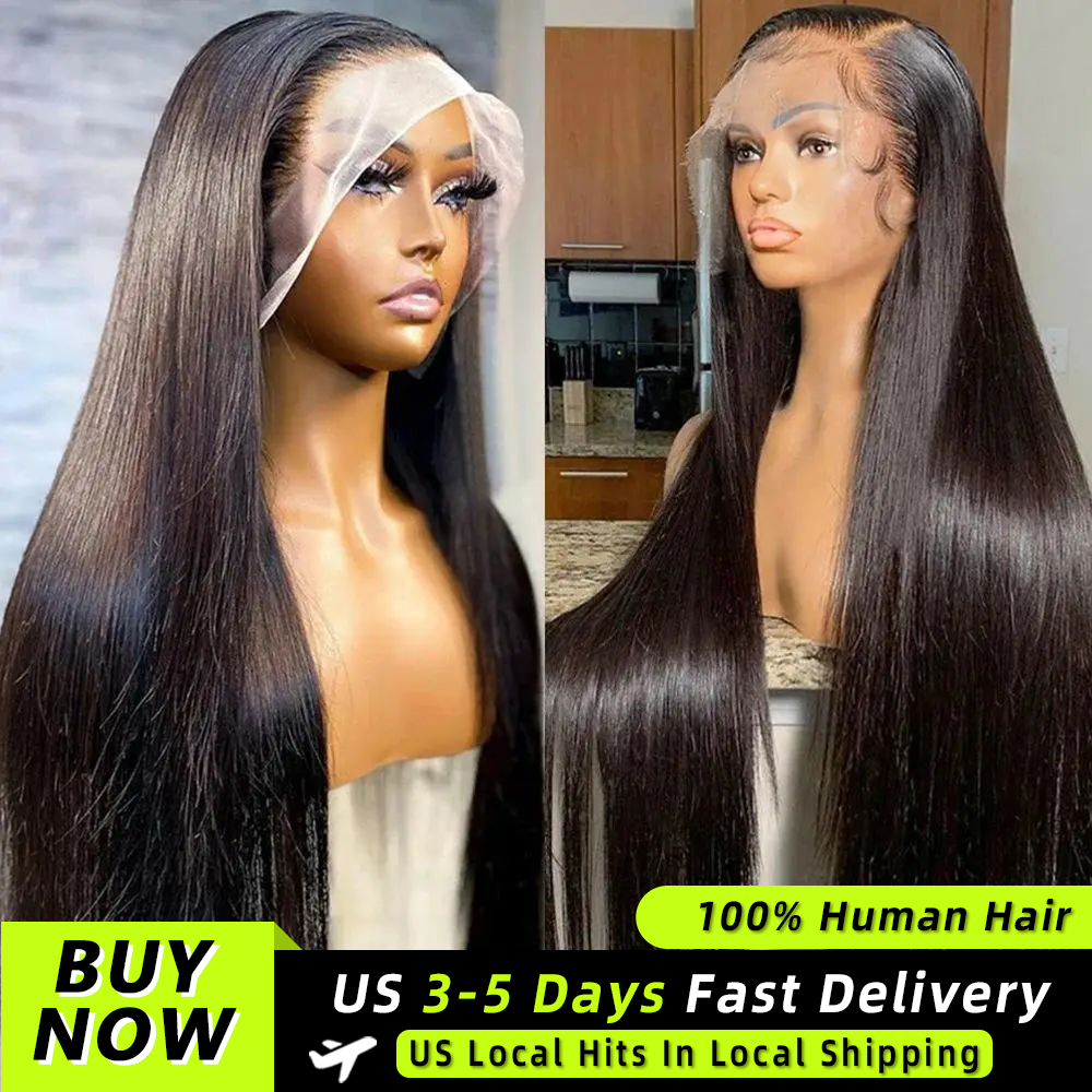 Perucas Frontais de Renda HD Transparente 13x4 13x6 com Densidade 200% e Cabelo Humano Liso Natural, Pré-Alongadas 360, ≥98% Cabelo Humano, para Mulheres