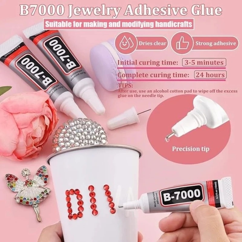 Colle B7000, adhésif multi-usages, colle transparente forte pour la réparation d'écrans de téléphone, la fabrication de bijoux, les travaux manuels, le métal, le verre, le plastique, le bois