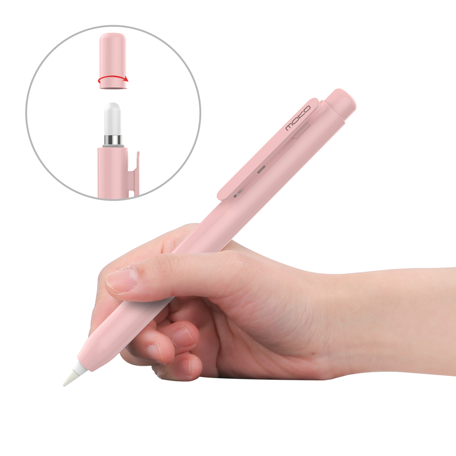 MOKO-funda protectora para Apple Pencil de 1.a generación, lápiz retráctil, funda protectora para lápiz de iPad, funda de piel con Clip