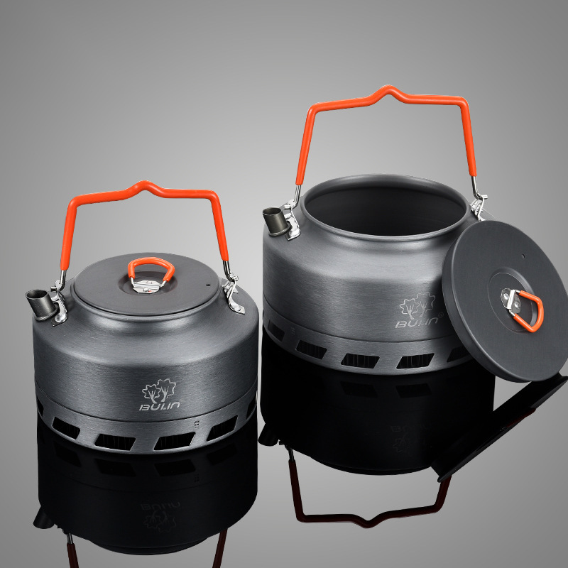 Chaleira portátil para acampamento, bule de café, 1l/1,5l, anel de coleta de calor, chaleira de aquecimento rápido