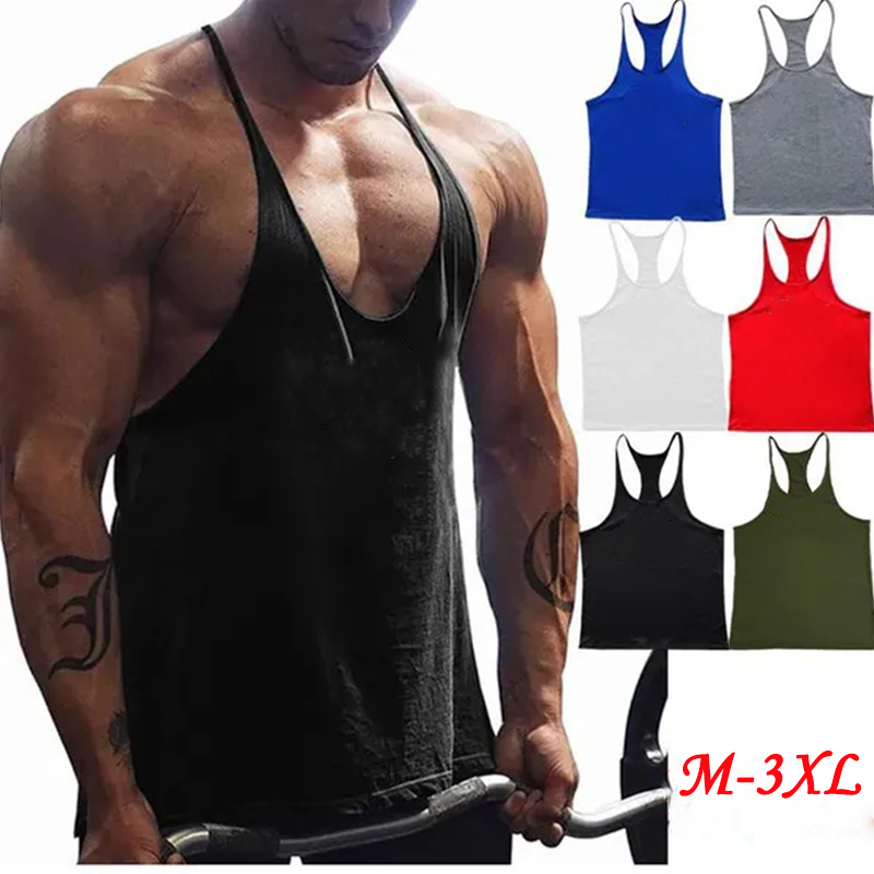 Canotta fitness da palestra sportiva da uomo Y Back Fitness Tracolla leggera T-shirt aderente per il fitness con vestibilità muscolare
