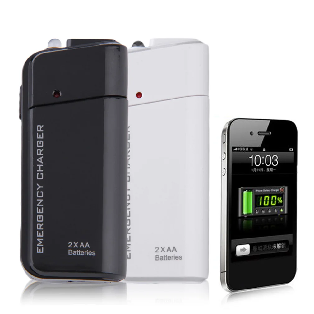 Nuevo cargador extensor de batería AA Universal portátil USB de emergencia 2 caja de suministro de Banco de energía para teléfono móvil MP3 MP4 negro blanco