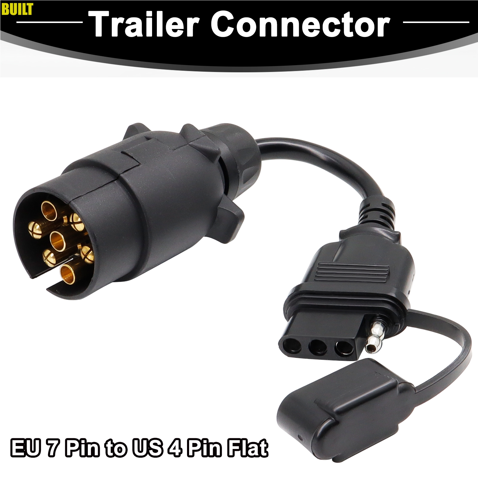 EU to US Trailer Light Converter 7 พินอะแดปเตอร์รถพ่วงยุโรป 4 พินแบนซ็อกเก็ตอเมริกันรถ TOW Hitch ปลั๊กสายไฟ