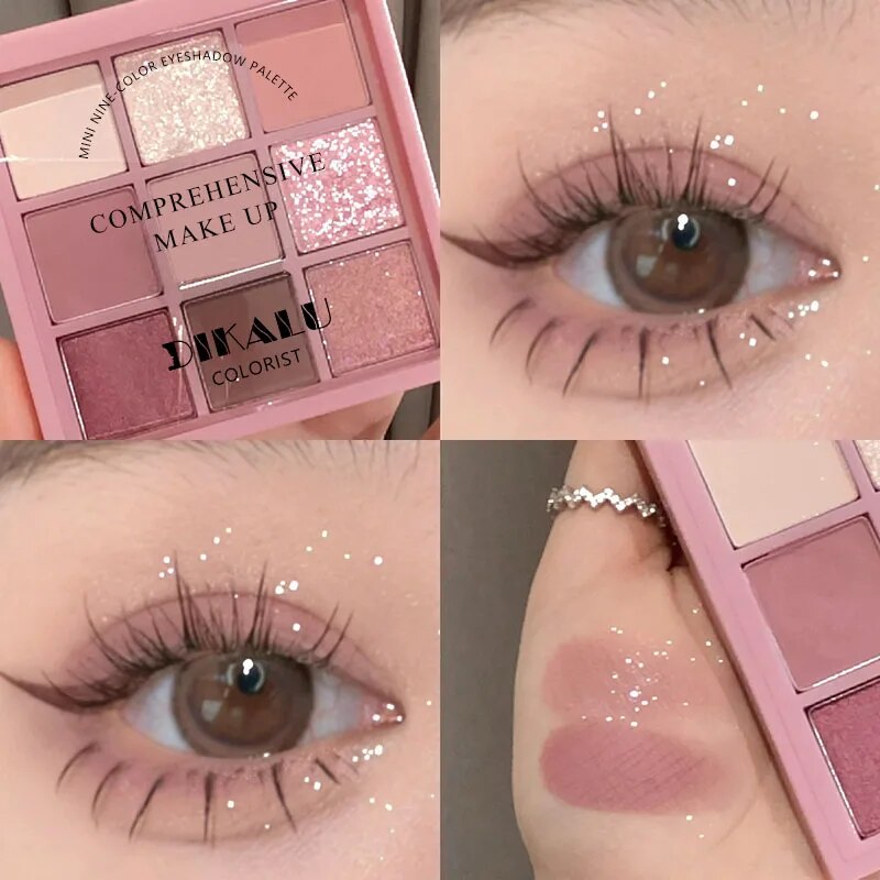 DIKALU palet Eyeshadow baru, palet Eyeshadow Oh Rosy Nine istana Grid Auto fokus saturasi rendah bedak mawar musim panas dan musim semi