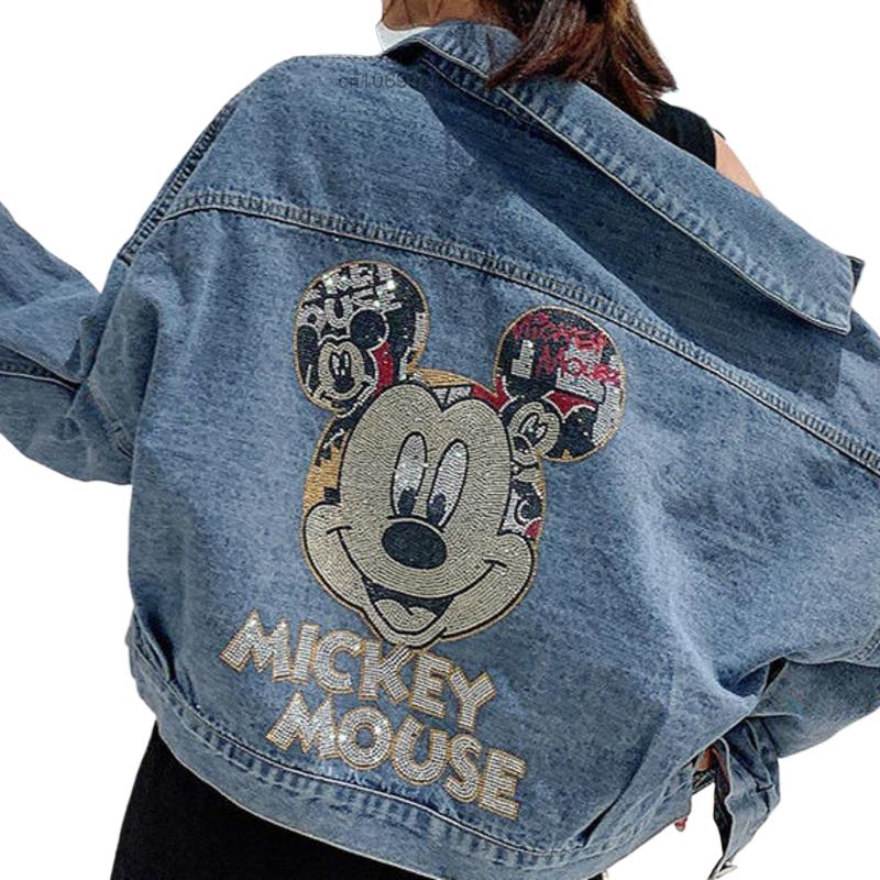 Chaquetas パラ mujeres 漫画ファッションデニムコートストリートトレンディなメンズ女性ジャケット新韓国ルース原宿カップルトップス