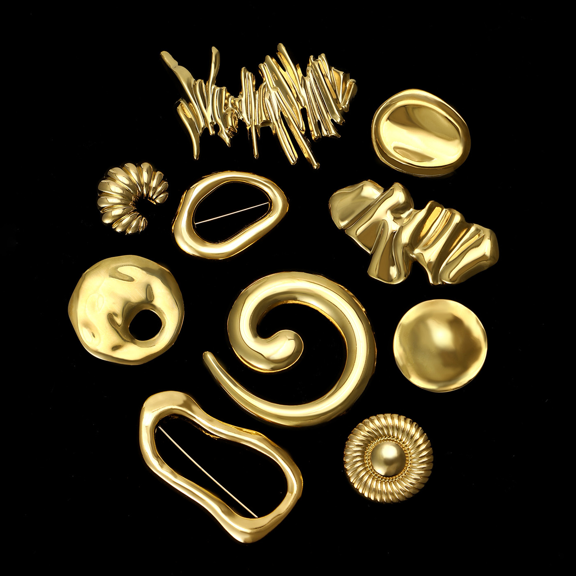 Broches de anillo irregulares de acero inoxidable para mujer, alfileres geométricos brillantes Unisex, mochila para fiesta y banquete, regalos, accesorios de joyería