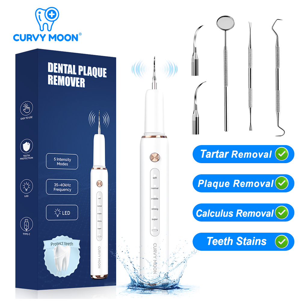 CURVY MOON Ultrasonic Plaque Remover for Teeth T4 UV Disinfection Dental Tartar Calculus Remover Teeth Cleaning Oral Care Kit