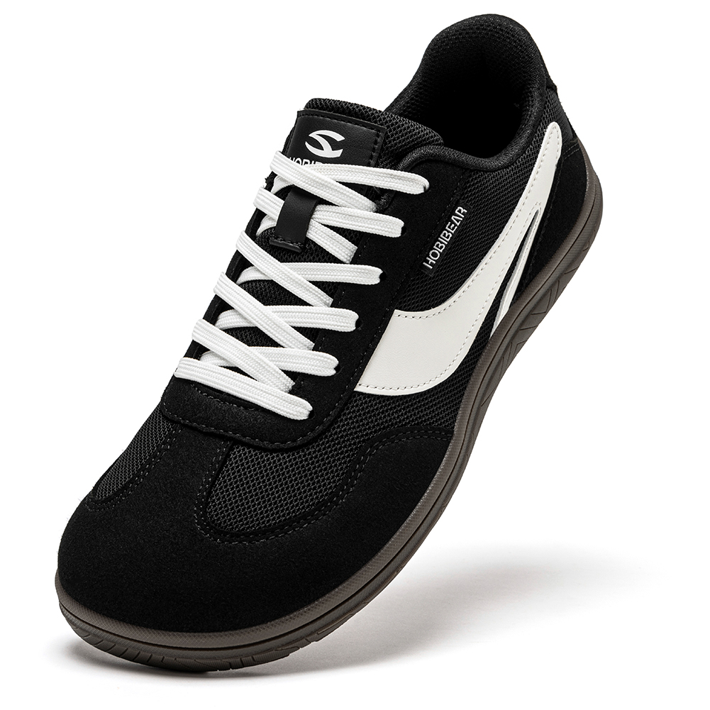 HOBIBEAR Szerokie buty barefoot damskie męskie Zero Drop Minimalistyczne sneakersy ze sztucznej skóry z siateczką Retro buty do chodzenia