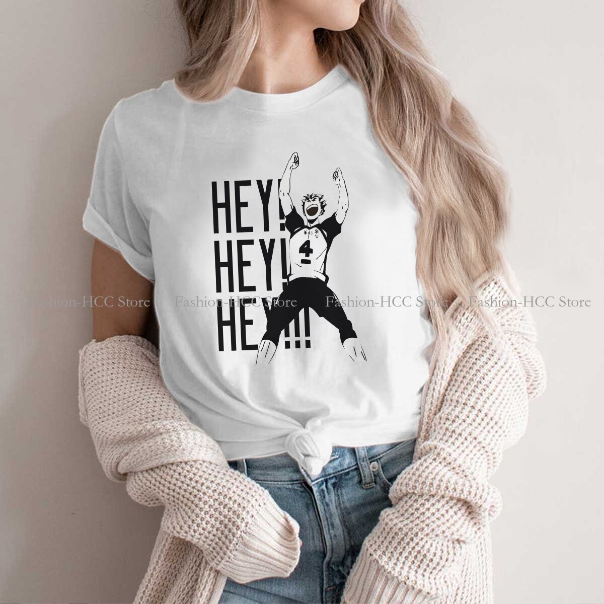 Haikyuu Cartoon Anime Polyester T-Shirts Bokuto Kotaro hey hey hey drucken Herren T-Shirt neue Trend kleidung
