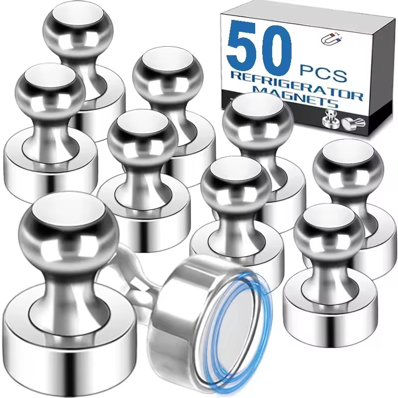 Chinchetas magnéticas fuertes de Metal, Pin magnético para pizarra blanca, nevera, hojas magnéticas de potencia, chinchetas para oficina y escuela, 50/1 Uds.