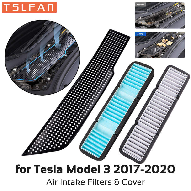 Filtry wlotu powietrza dla Tesla Model 3 2017-2020 Osłona kratki Wlot Wentylator Ochrona Wewnętrzna Zewnętrzna Ochrona Przepływu Akcesoria