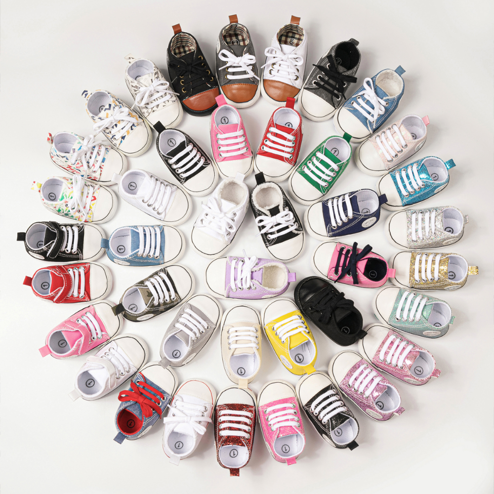 Sapatos de bebê menino menina estrela flash tênis de lona multicolor anti-slip sola recém-nascido infantil primeiros caminhantes criança casual berço sapatos