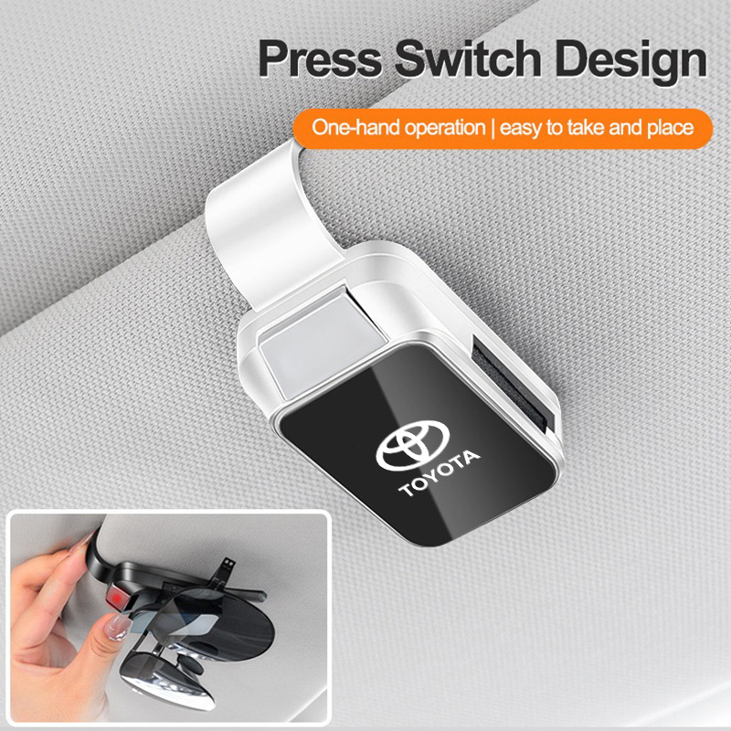 Auto Visiera Parasole Occhiali Pinze Interni Occhiali Portaoggetti Stoccaggio Compatto Per Toyota Corolla Hilux Avensis Auris Prado TRD