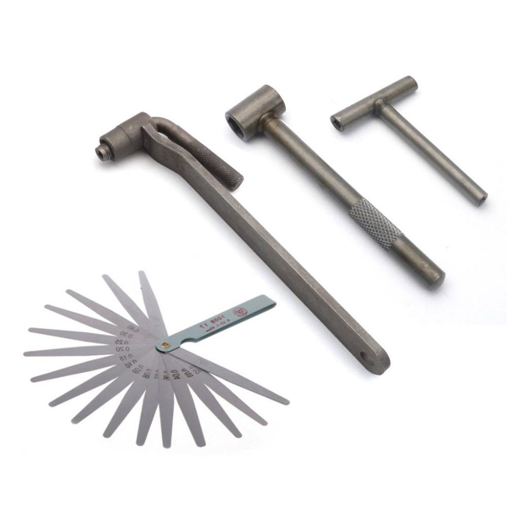 Motorrad-Motorventil-Einstellwerkzeug, quadratischer Innensechskant, T-Schraubenschlüssel, Ventilschraubenschlüssel, 8 mm, 9 mm, 10 mm, Fühlerlehre 0,02 bis 1 mm