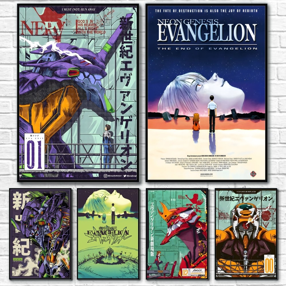 Anime n-neon g-genesis e-evangelions Poster keren seni dinding lengket cetak tahan air rumah ruang tidur ruang Bar dekorasi estetika