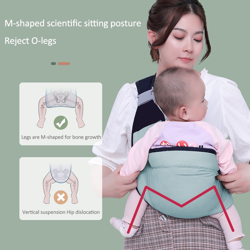 Green 1 Pcs Baby Sling ergonômico seguro e seguro M posição confortável Babywearing Transportadora