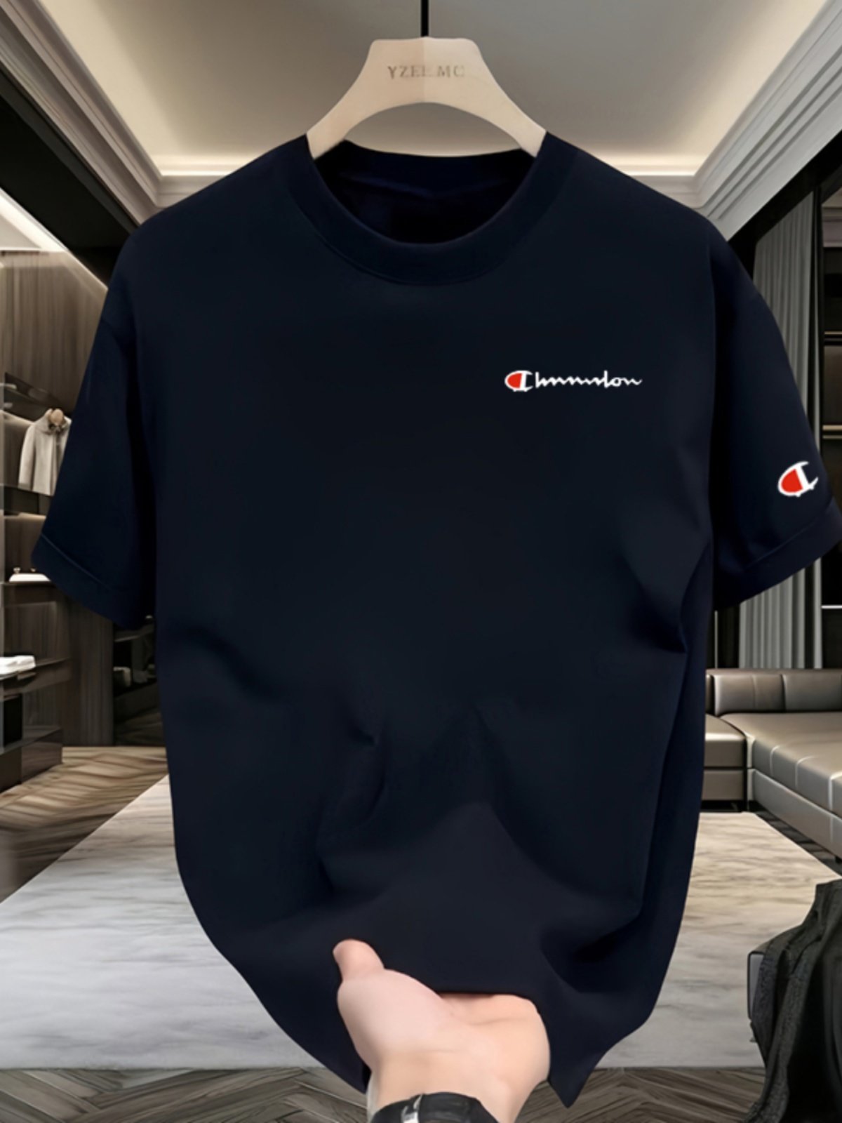 夏の新作高級純綿韓国風カジュアルで多用途なラウンドネック半袖Tシャツ、オールコットンライトラグジュアリー