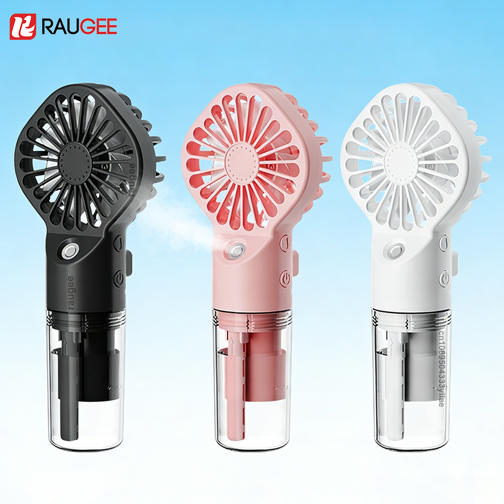 Ventilador de Mano Portátil con Rociador de Agua, Mini Ventilador USB Recargable, Humidificador, 4 Velocidades, Viento Potente, Ventilador Personal para Exteriores