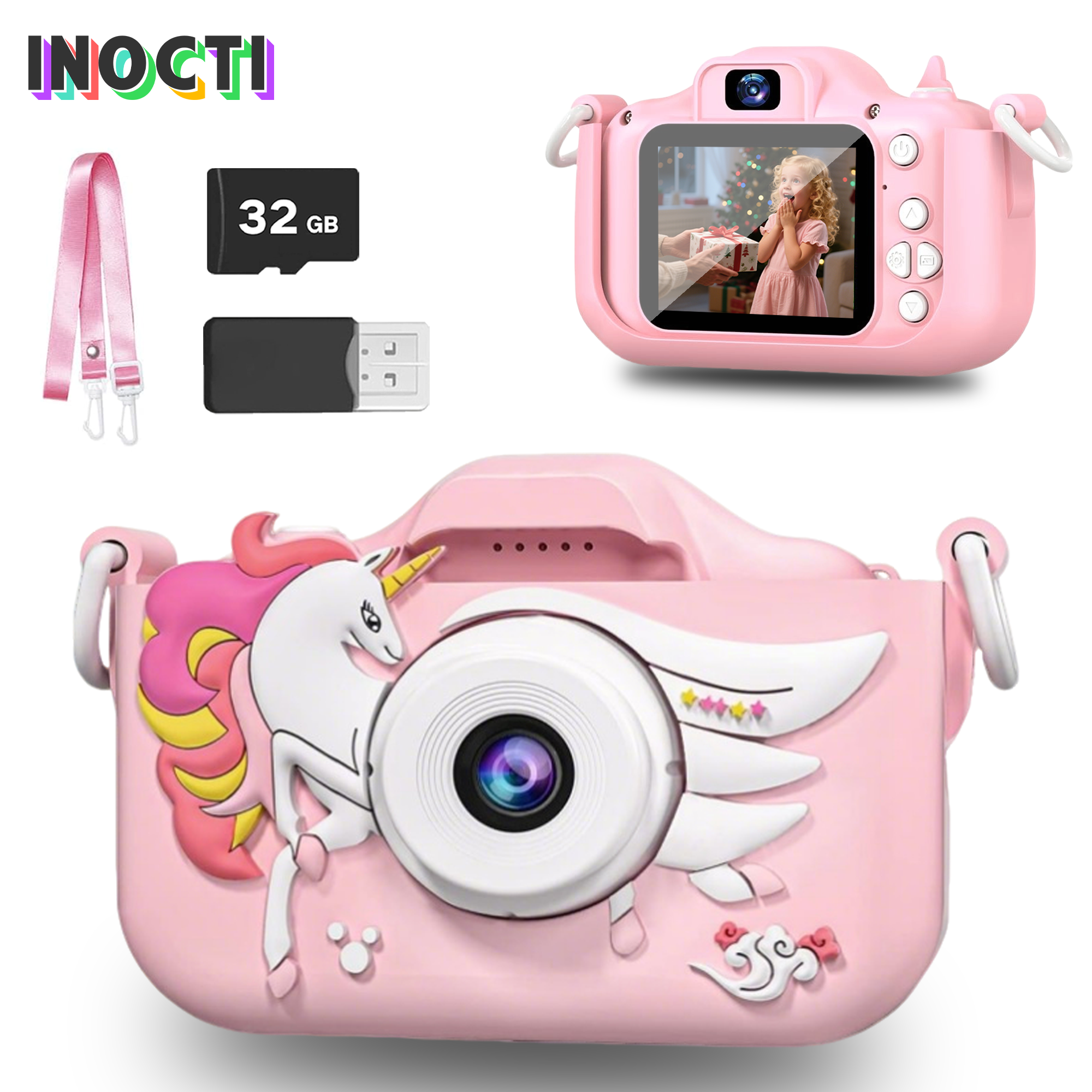 Kinder-Digitalkamera mit 32 GB Karte, Dinosaurier-Minikamera, Spielzeug, 1080P HD, Vlogging-Fotografie-Kamera für Weihnachts- und Geburtstagsgeschenke